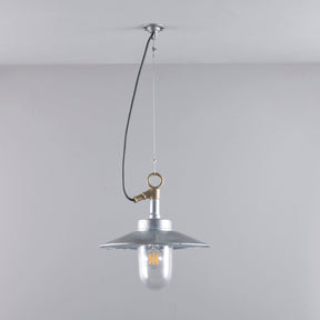 Original BTC, Well Glass Pendant Visor, Galvanised Frosted, Pendant,